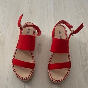 Red platforms sandals